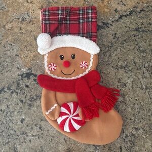 Plaid Santa Hat Gingerbread Stocking